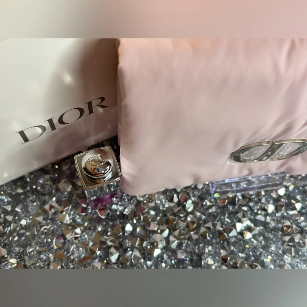 Dior Pink Quilted Clutch with Lip Gloss
